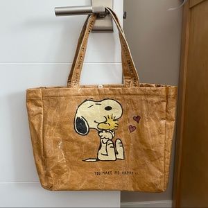 Zara x peanuts snoopy and friends paper pvc tote bag